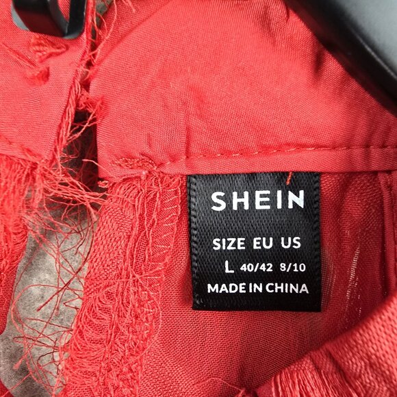 Shein Womens Red Fringe High-Neck Sleeveless Top Lightweight Polyester - Picture 5 of 8